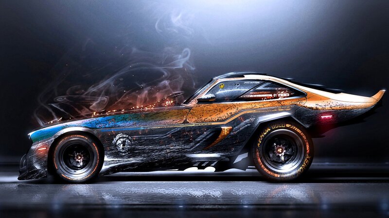 Futuristic Race Car — Black, Dramatic, Digital Art