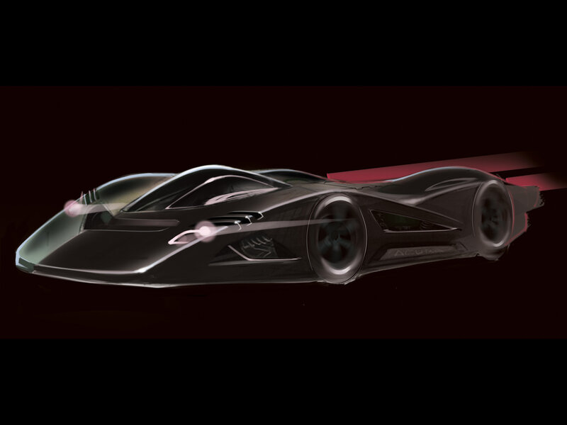 Futuristic Race Car — Black, Dramatic, Digital Art, Wheels