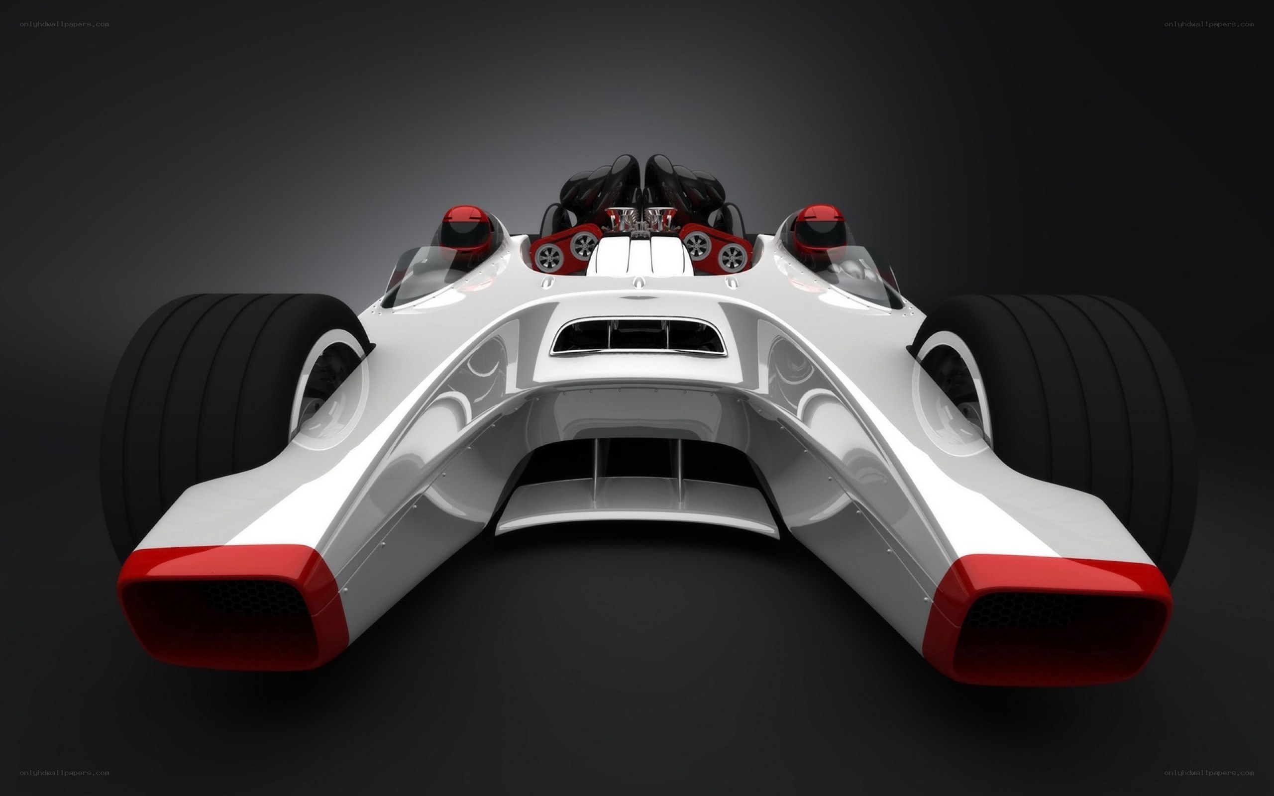futuristic race car from rear