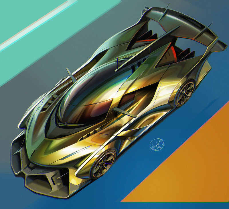 Futuristic Race Car — Gold