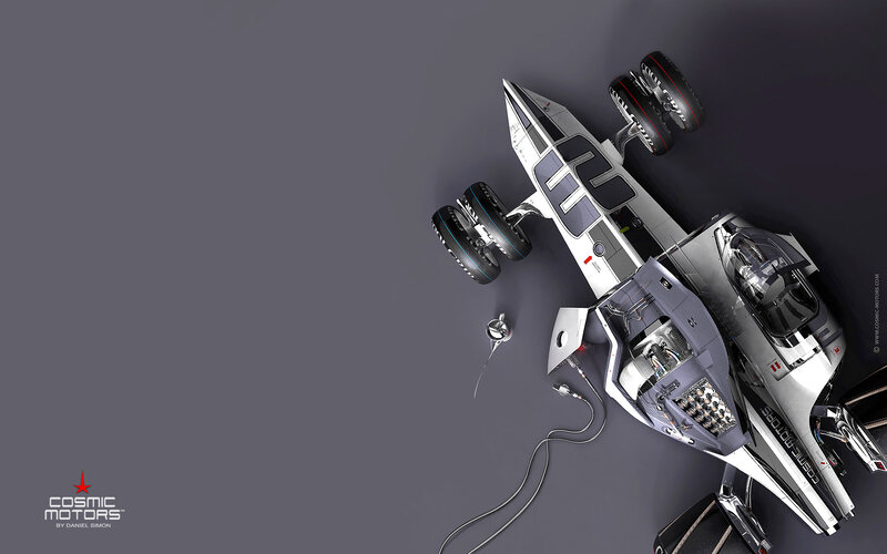 Futuristic Race Car — Gray, Dramatic