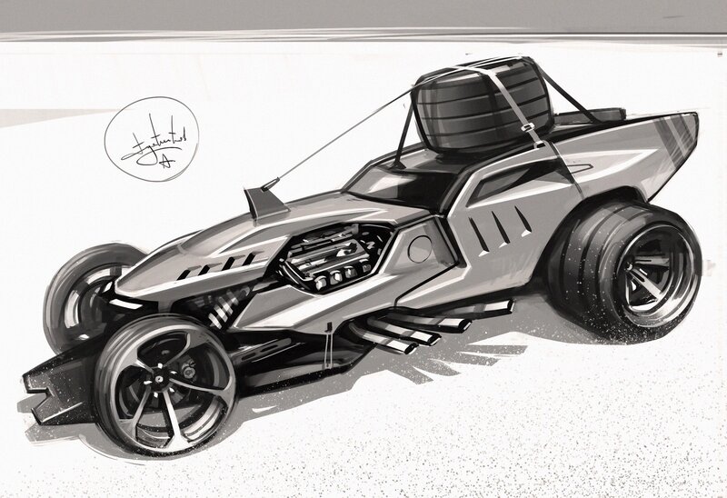 Futuristic Race Car — Gray, Mechanical