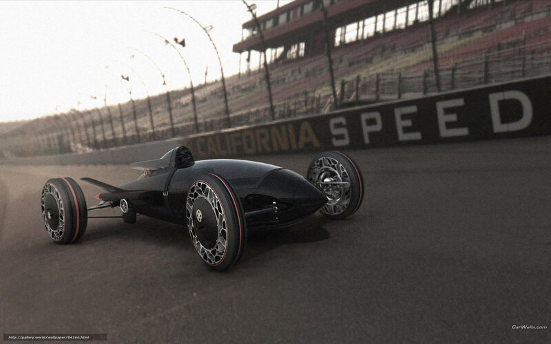 futuristic race car on track