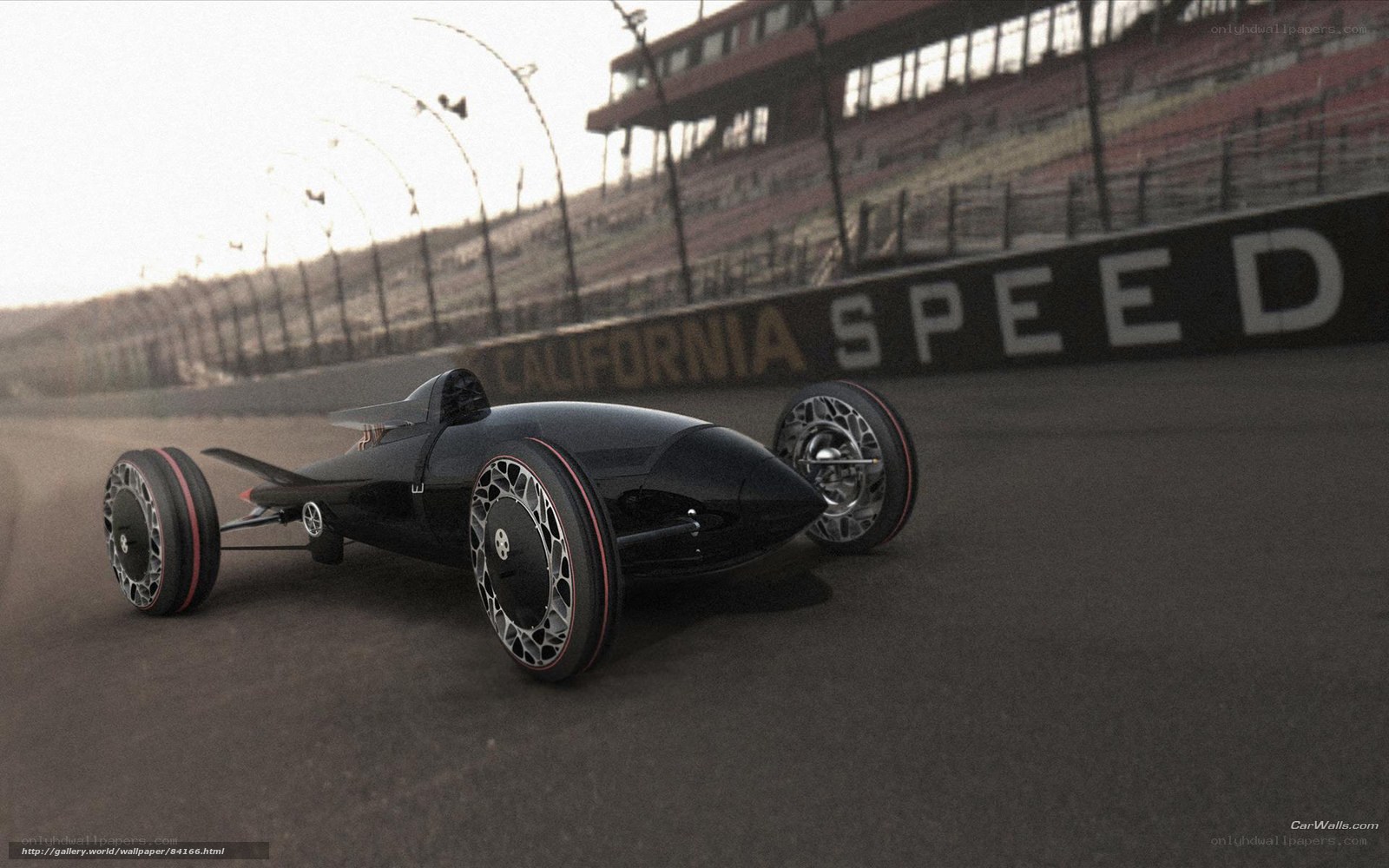 futuristic race car on track