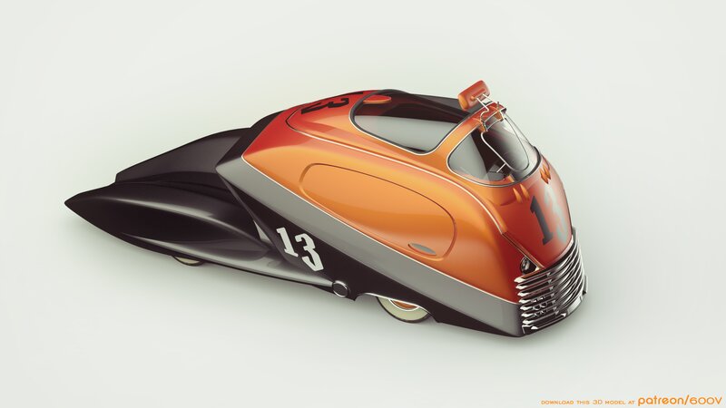 Futuristic Race Car — Orange, Sleek