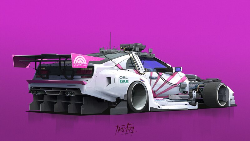 Futuristic Race Car — Purple