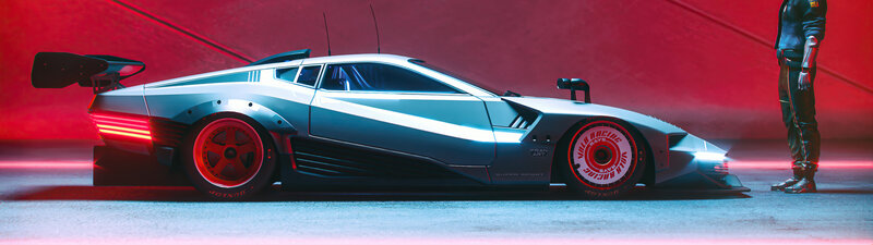 Futuristic Race Car — Red, Dramatic, Night