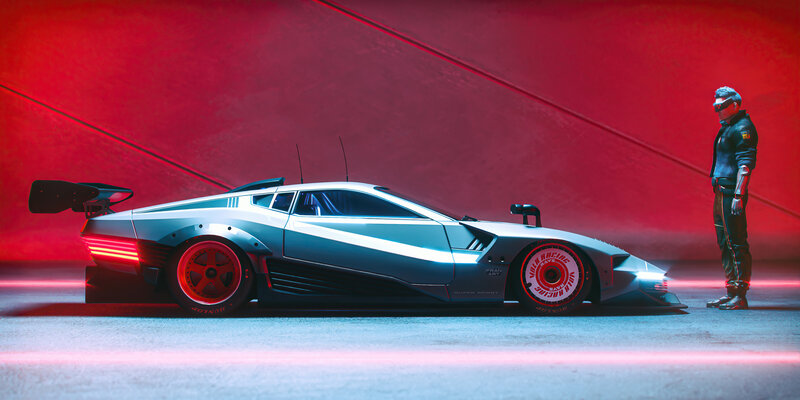 Futuristic Race Car — Red, Dramatic