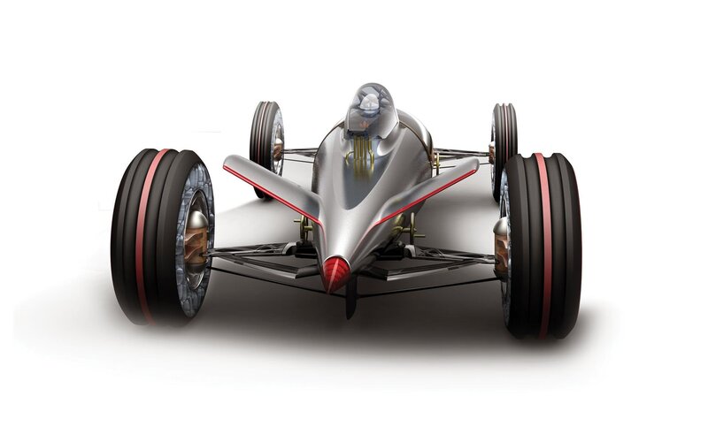 Futuristic Race Car — Silver, Sleek, 3d Render, Wheels