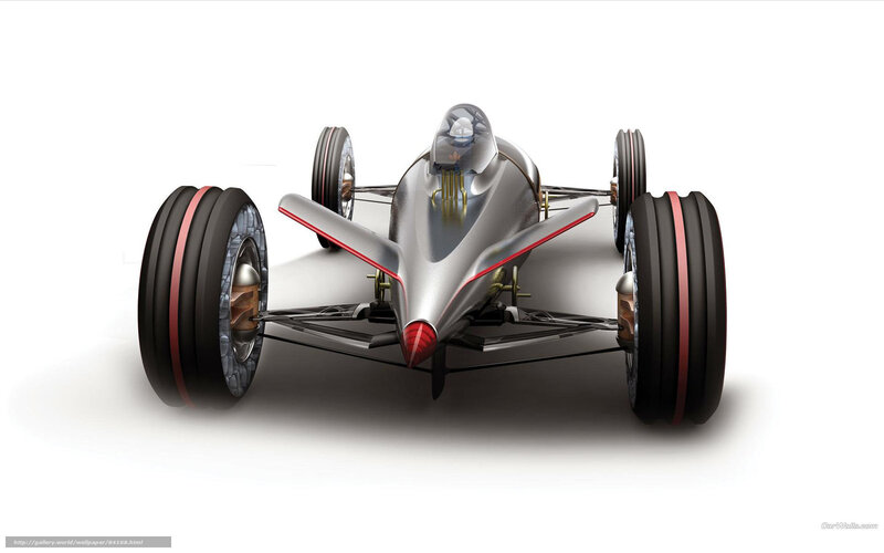 Futuristic Race Car — Silver, Sleek