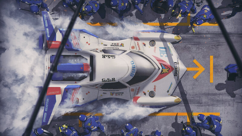 Futuristic Race Car — White, Dramatic, Digital Art