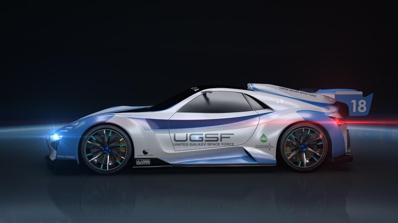 Futuristic Race Car — White, Dramatic, Night
