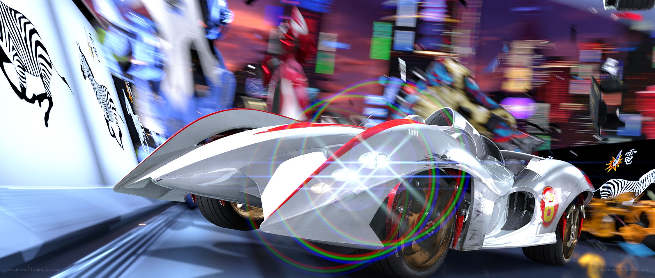 futuristic racing car in motion
