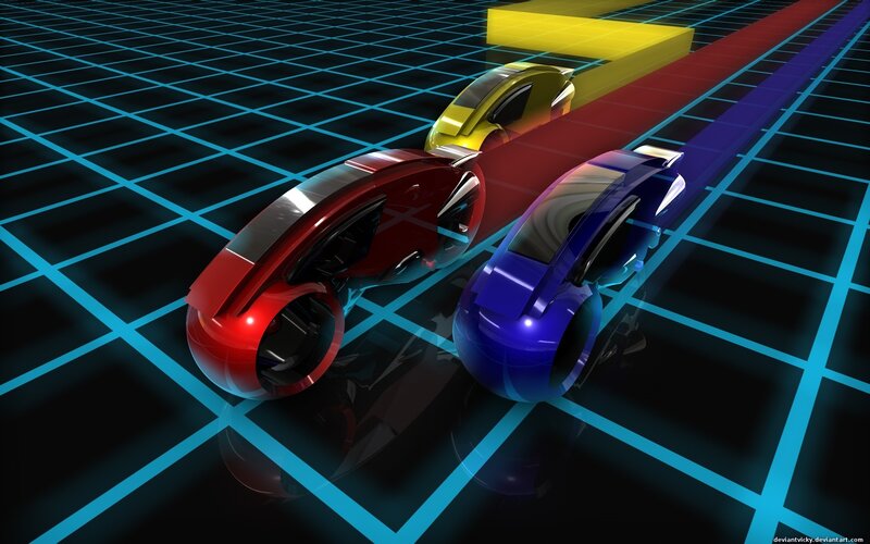 futuristic racing cars on grid