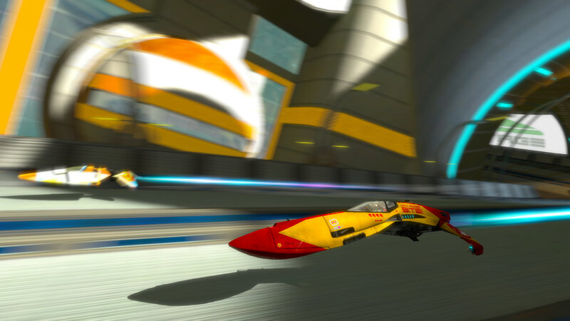 futuristic racing craft in tunnel