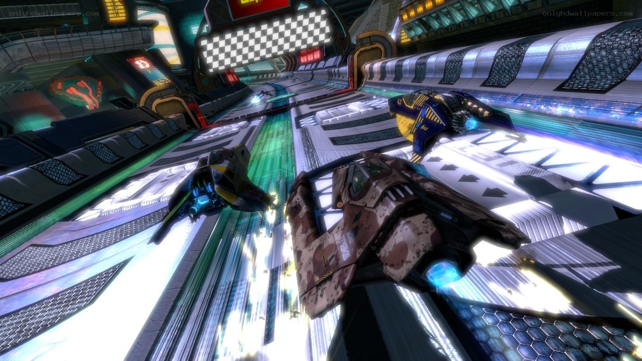 futuristic racing game scene