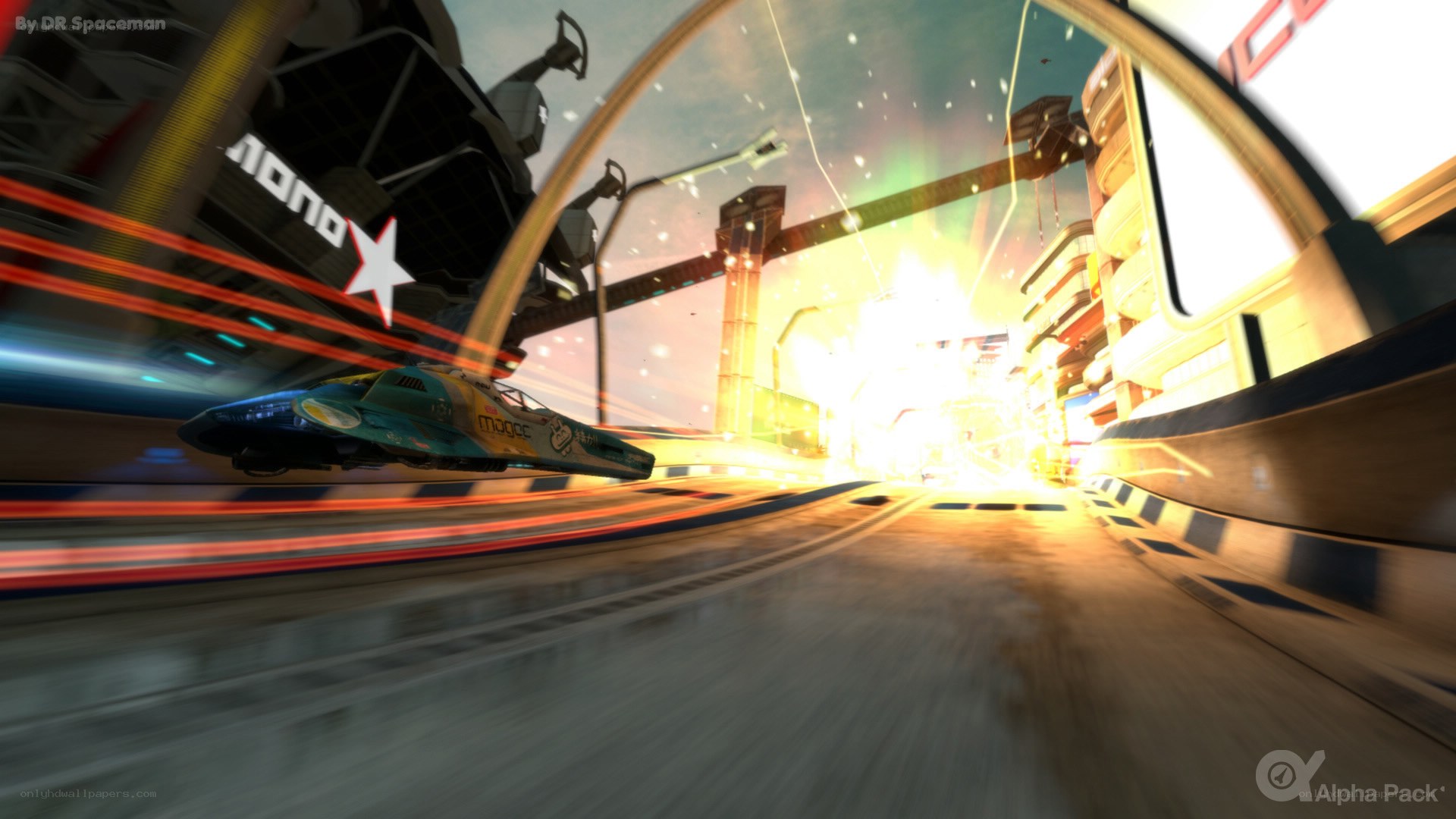 futuristic racing game scene