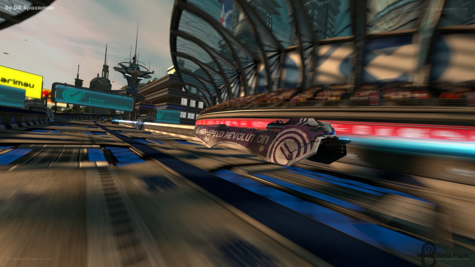 futuristic racing game scene