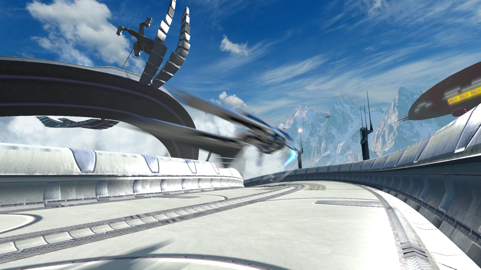 futuristic racing game scene