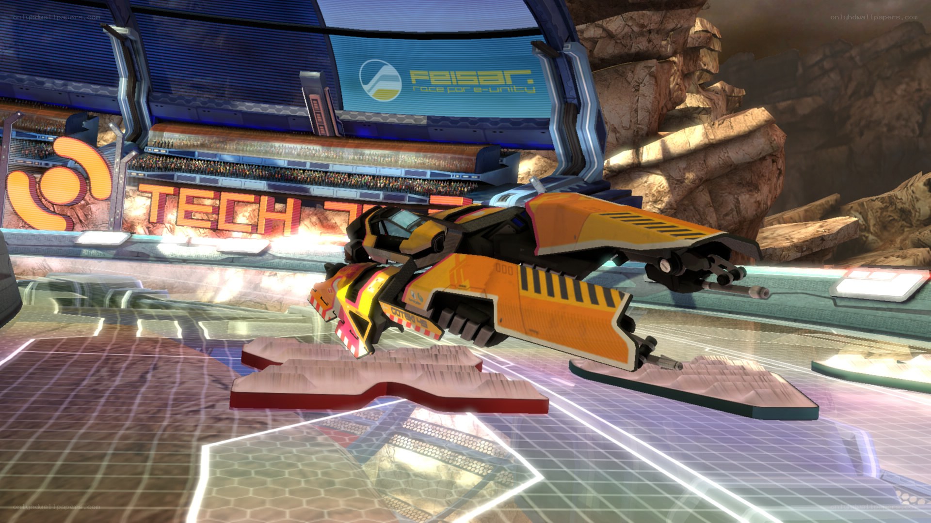 futuristic racing game scene