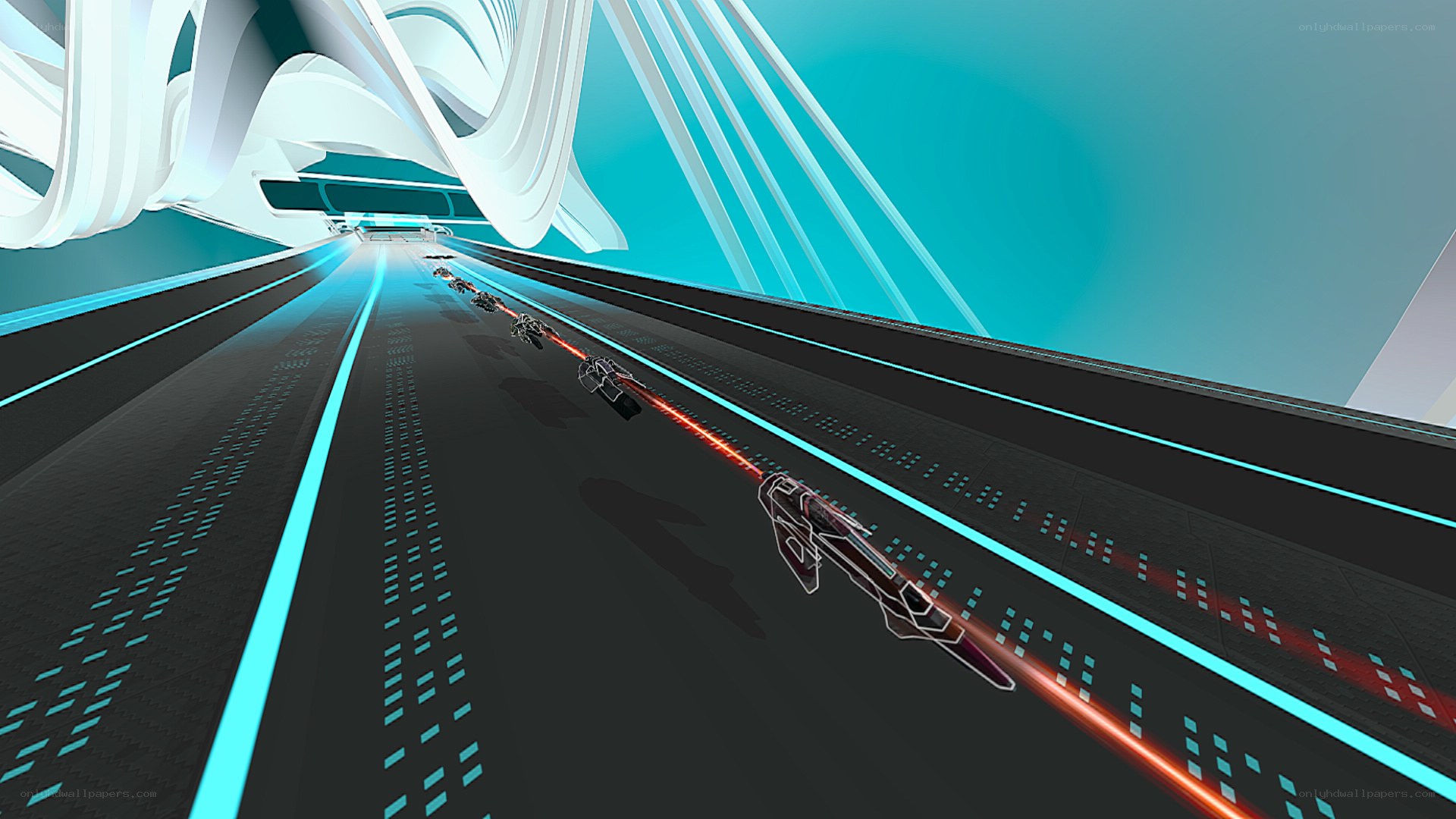 futuristic racing game scene