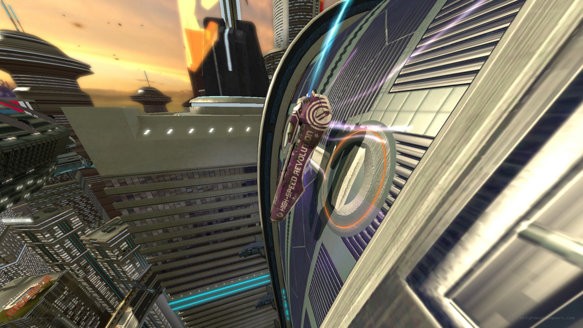 futuristic racing game scene