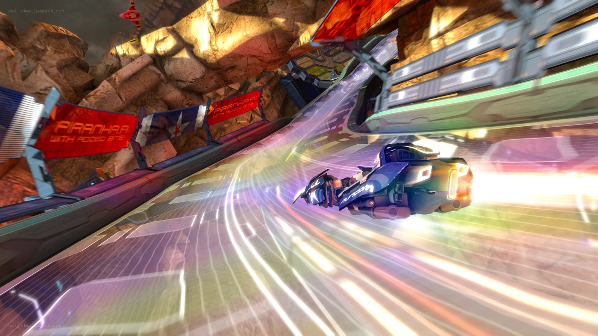 futuristic racing on a high-speed track