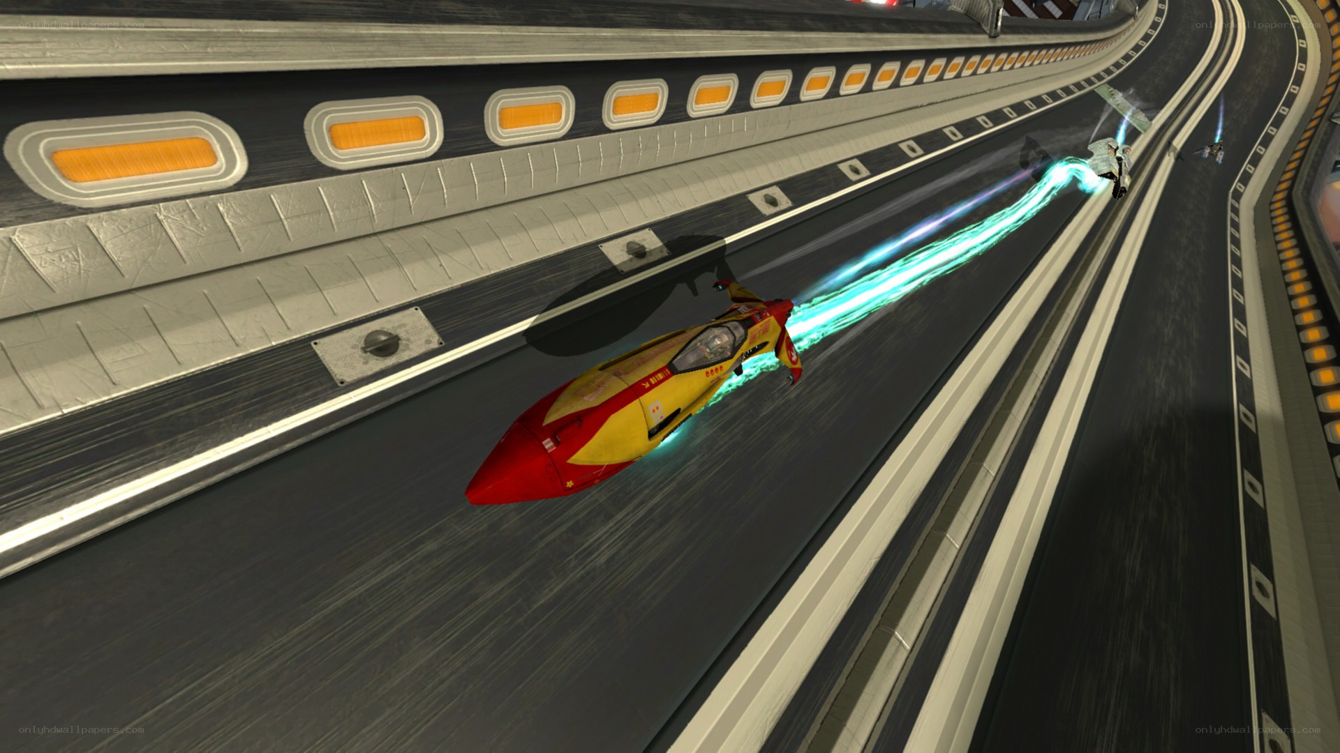 Futuristic racing on a high-speed track