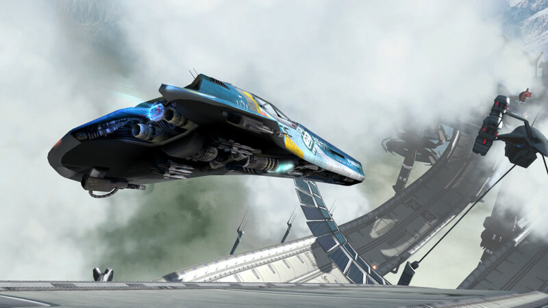 Futuristic Racing Ship — Blue, Dramatic