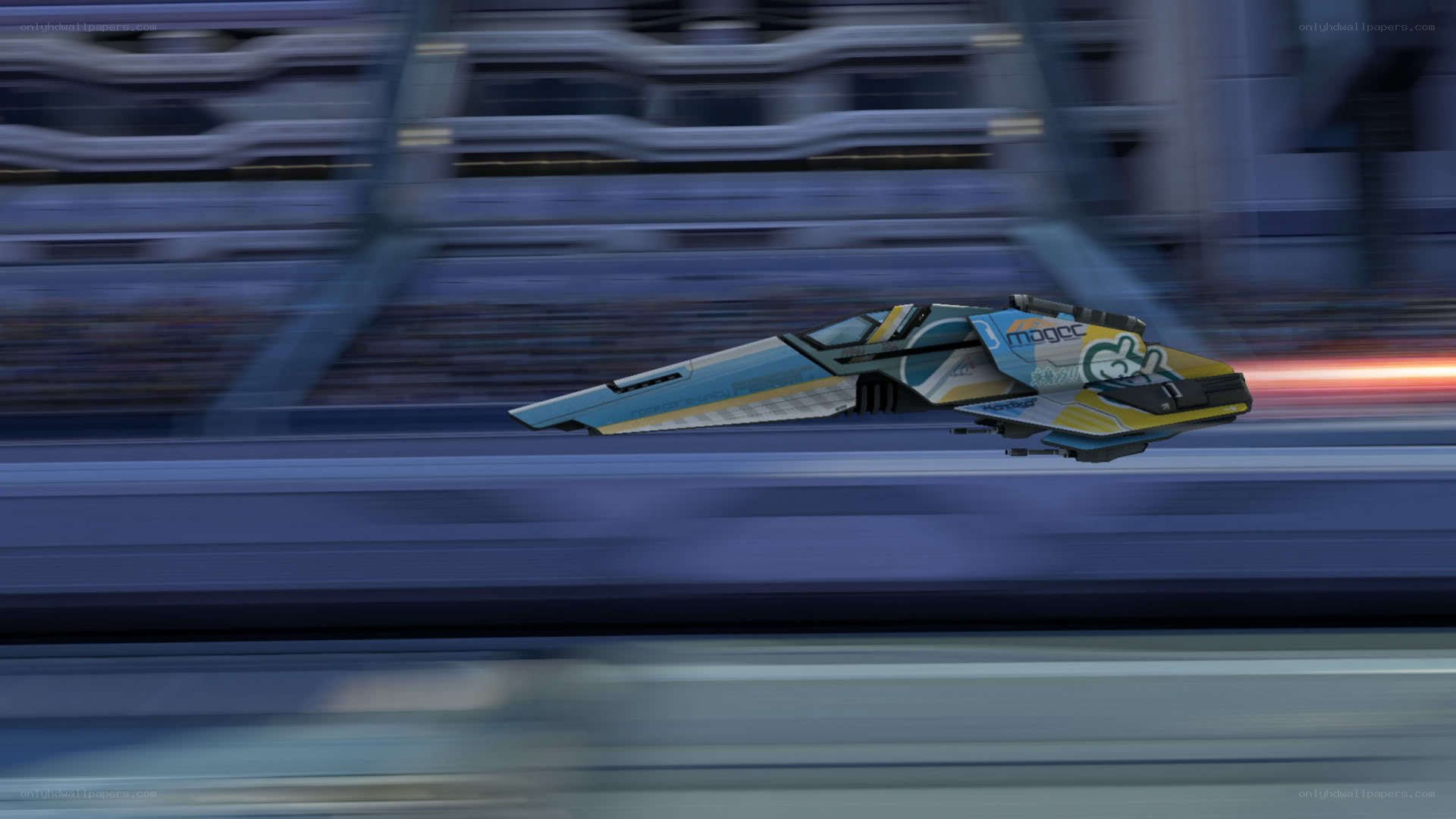 futuristic racing ship in motion