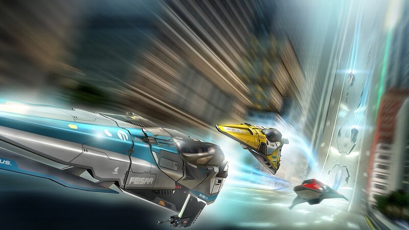 Futuristic Racing Ships — Blue