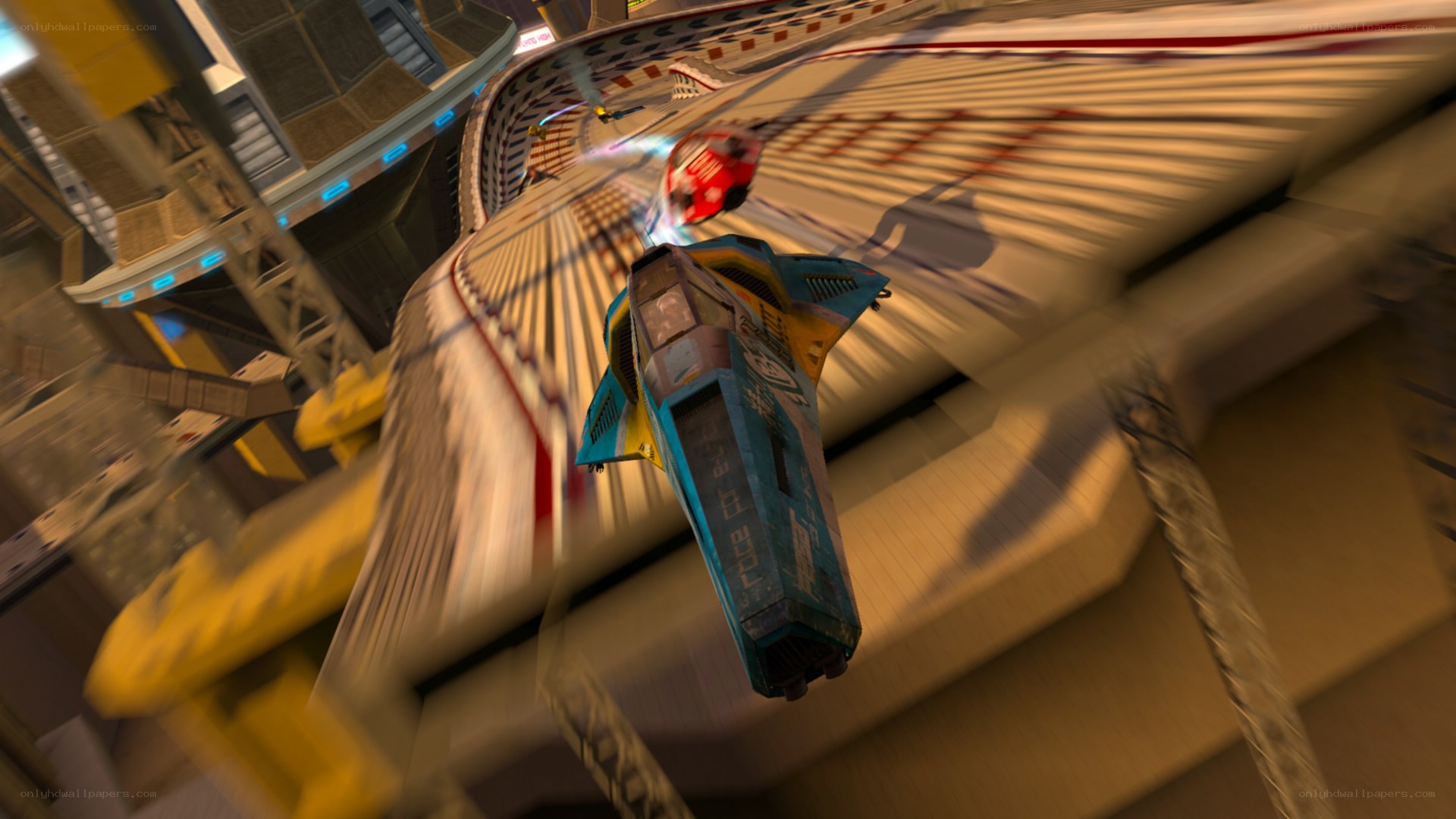 futuristic racing ships in motion
