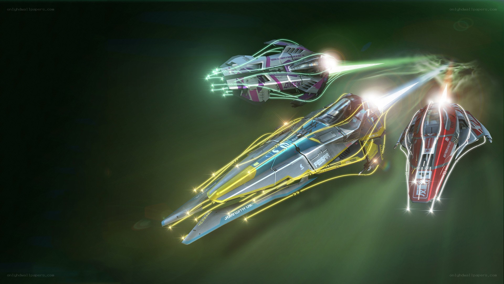 Futuristic racing ships in space