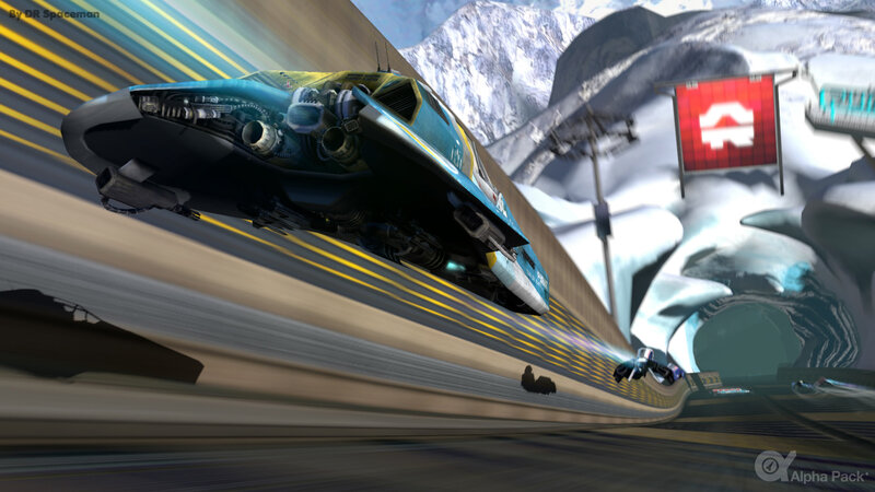 futuristic racing vehicle in action