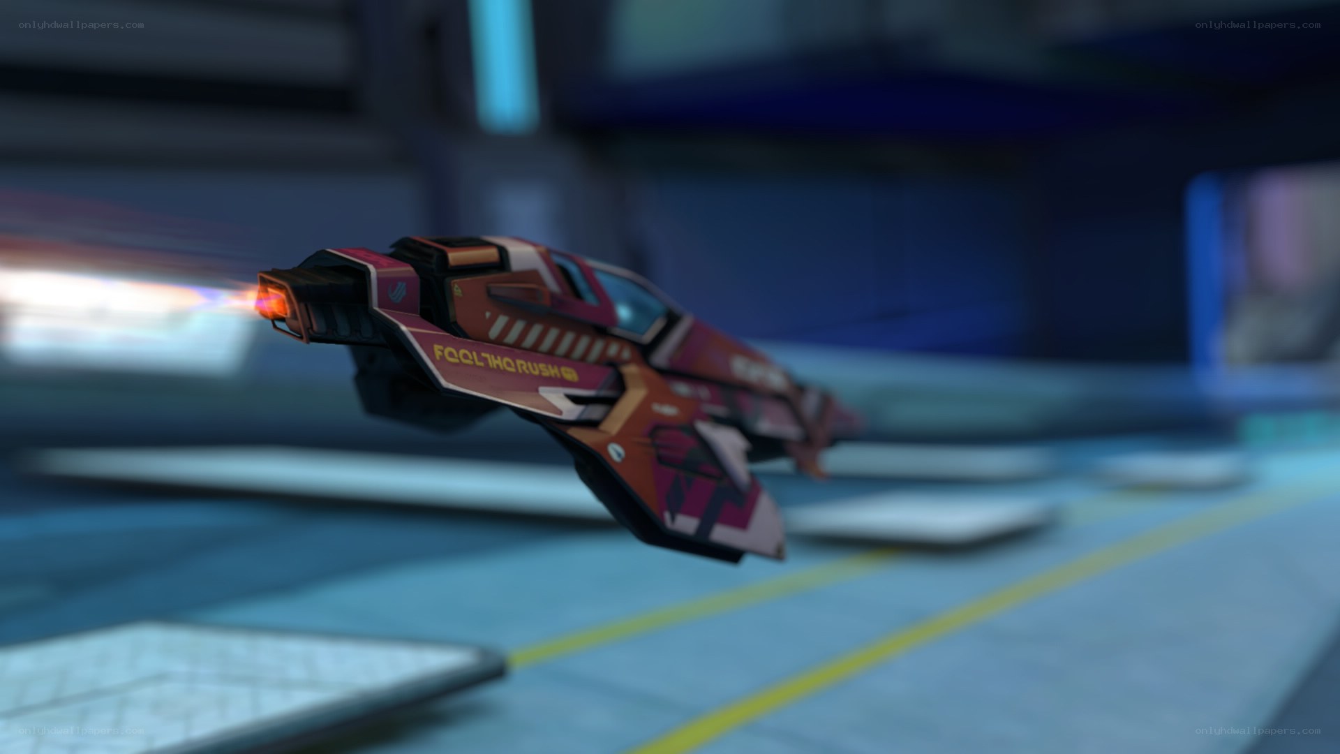 futuristic racing vehicle in motion