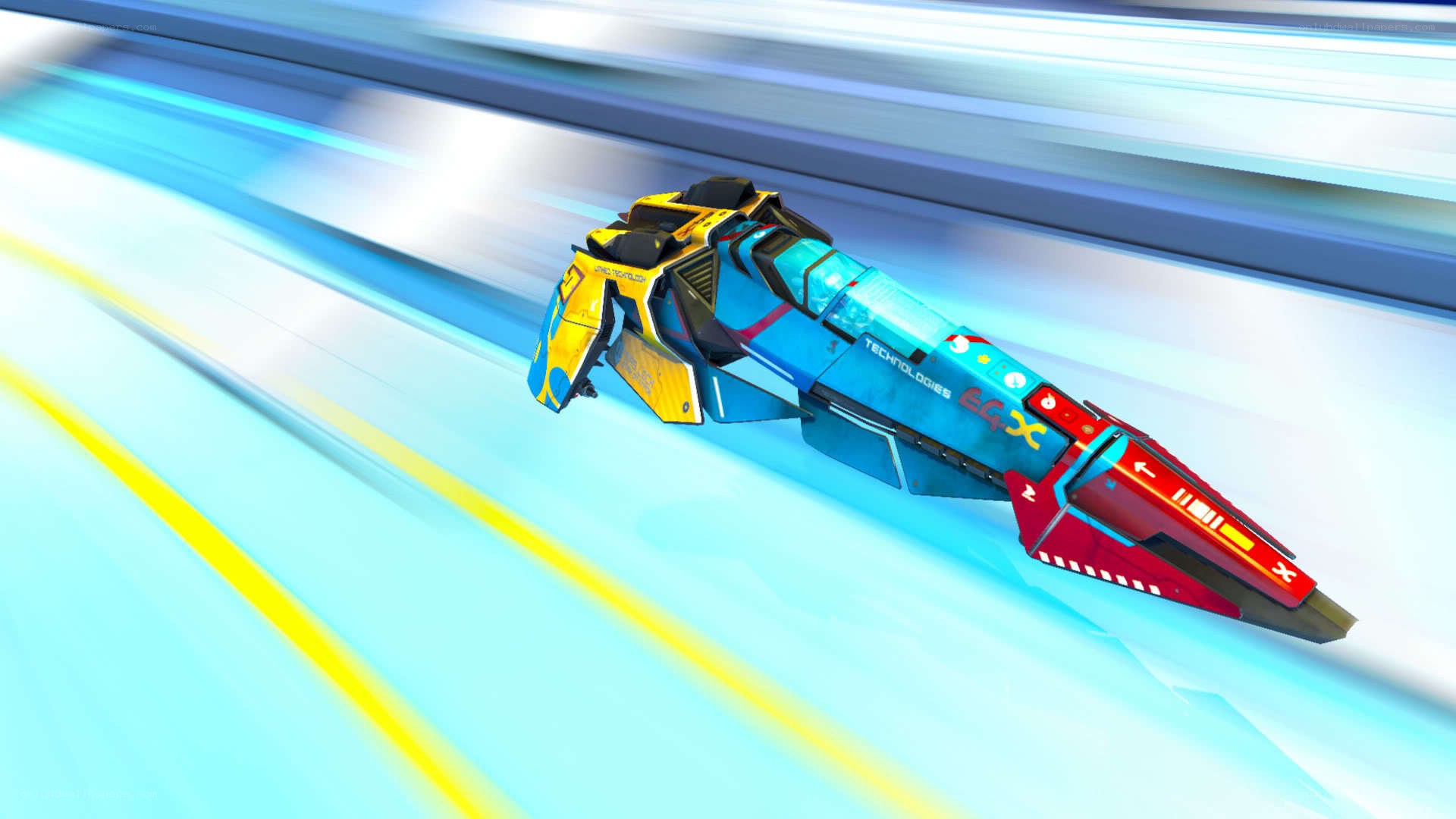 futuristic racing vehicle in motion