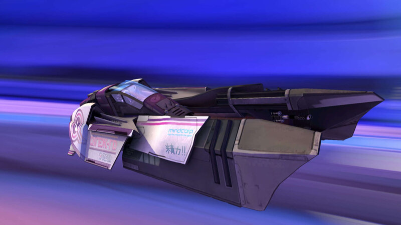 futuristic racing vehicle in motion