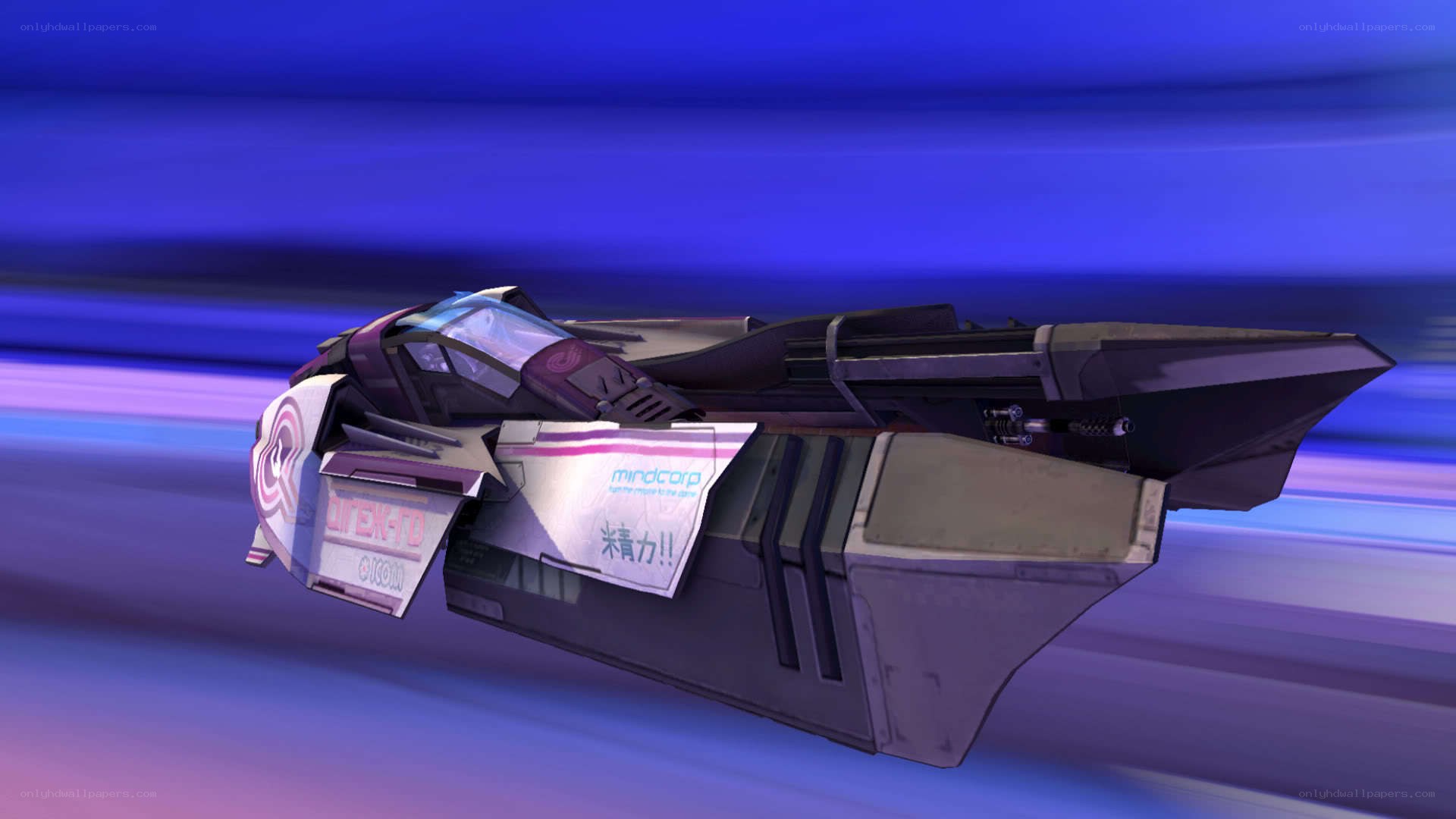 futuristic racing vehicle in motion