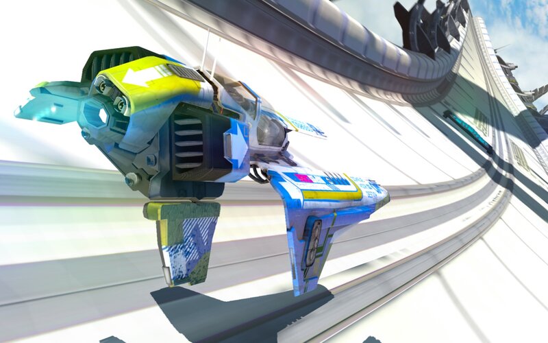 futuristic racing vehicle in motion