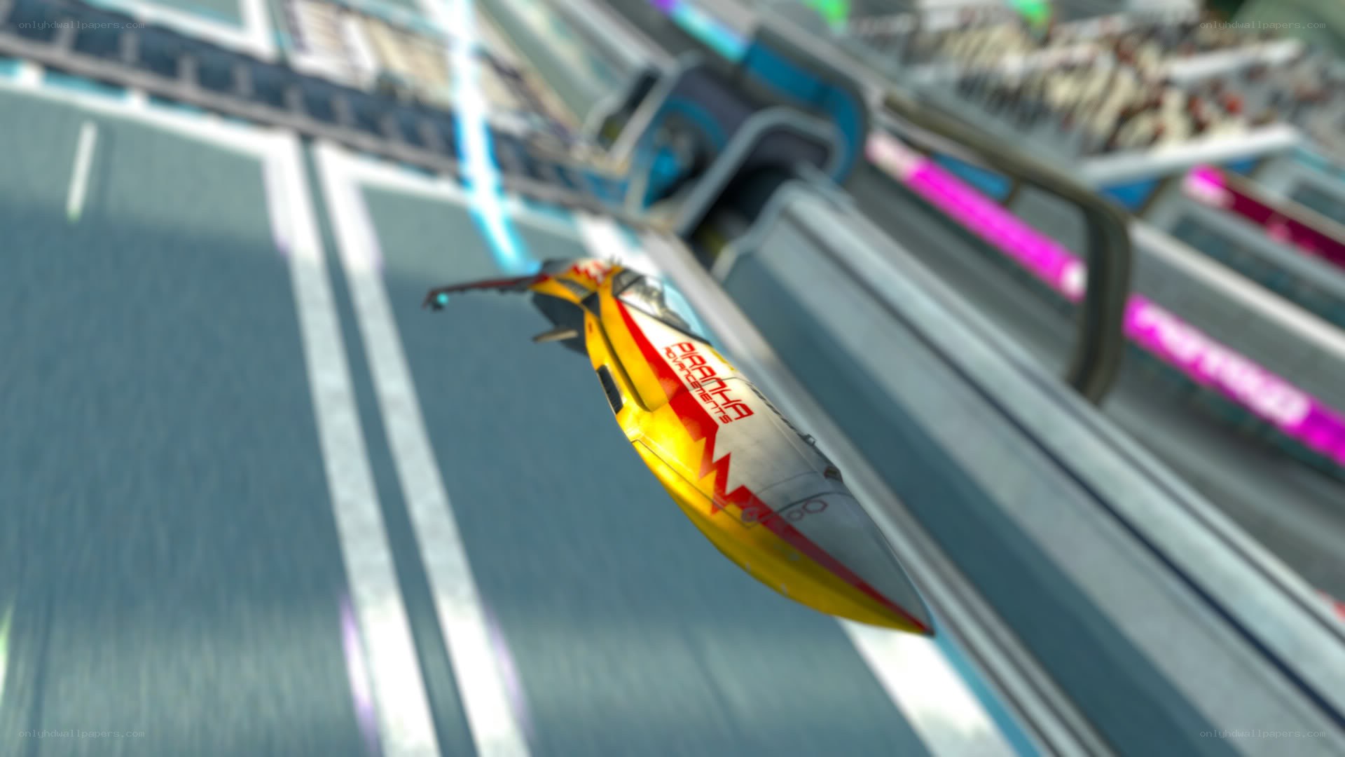 futuristic racing vehicle in motion