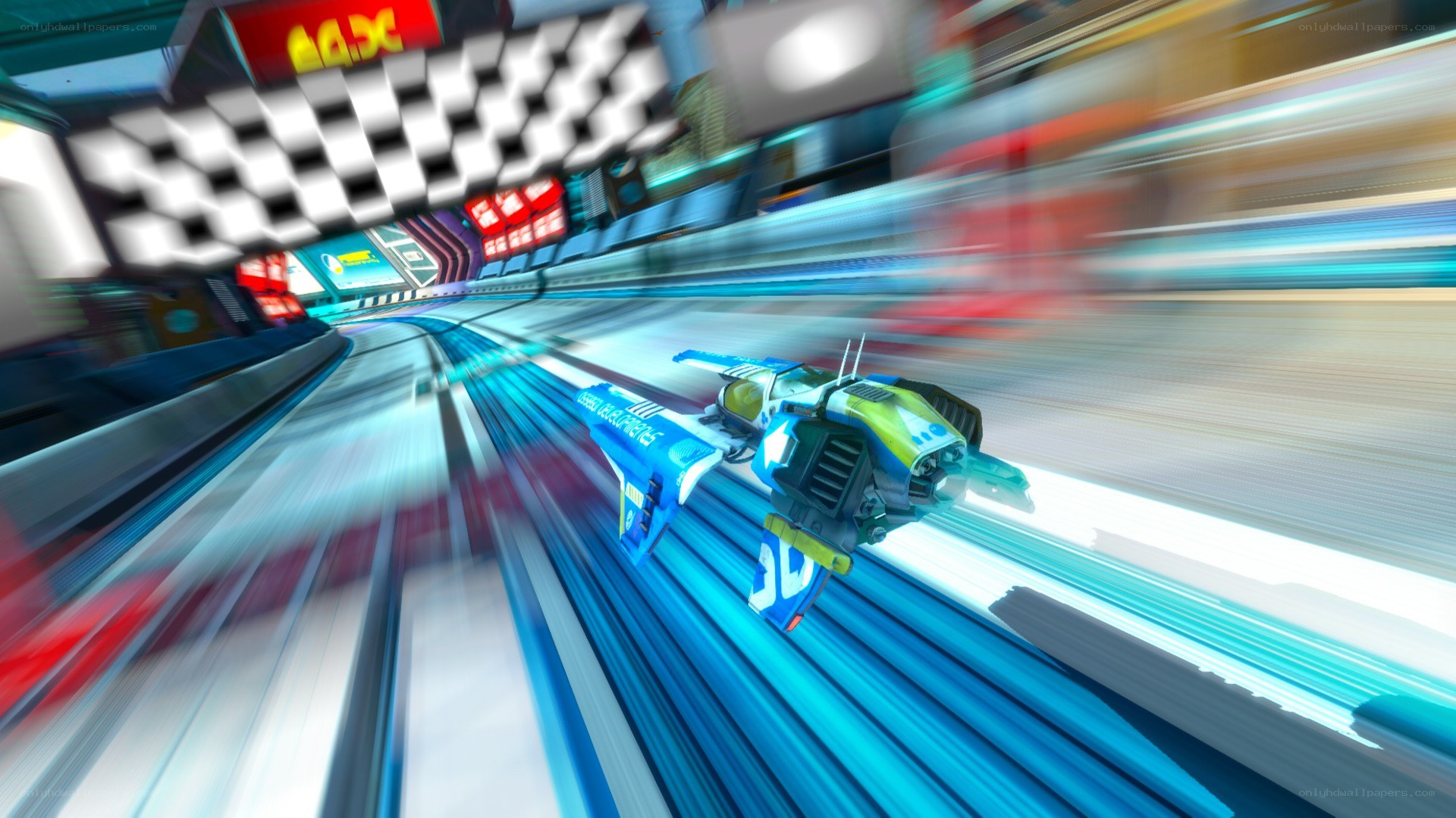 futuristic racing vehicle on track
