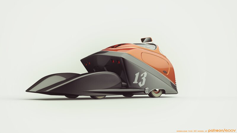 Futuristic Racing Vehicle — Orange