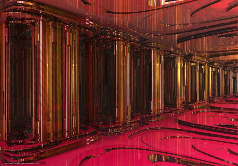 Futuristic red and gold corridor
