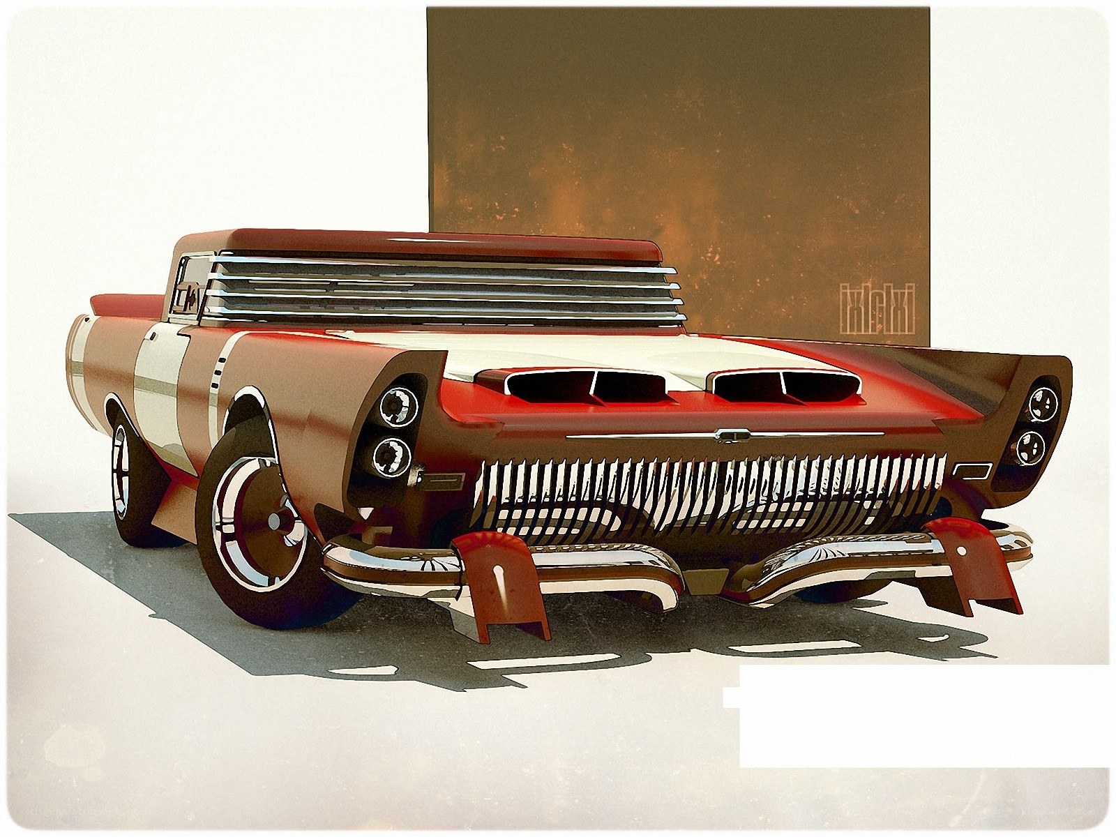 futuristic red and white car
