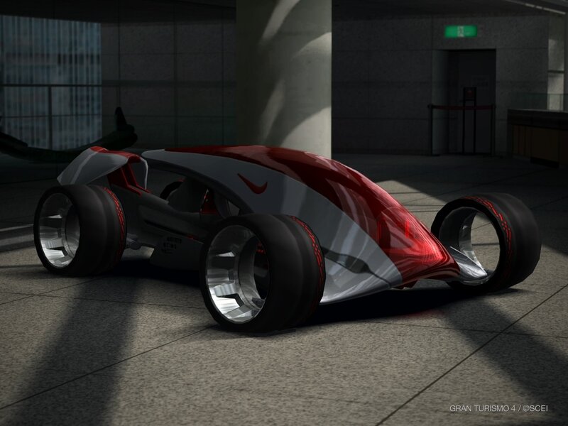 futuristic red and white car