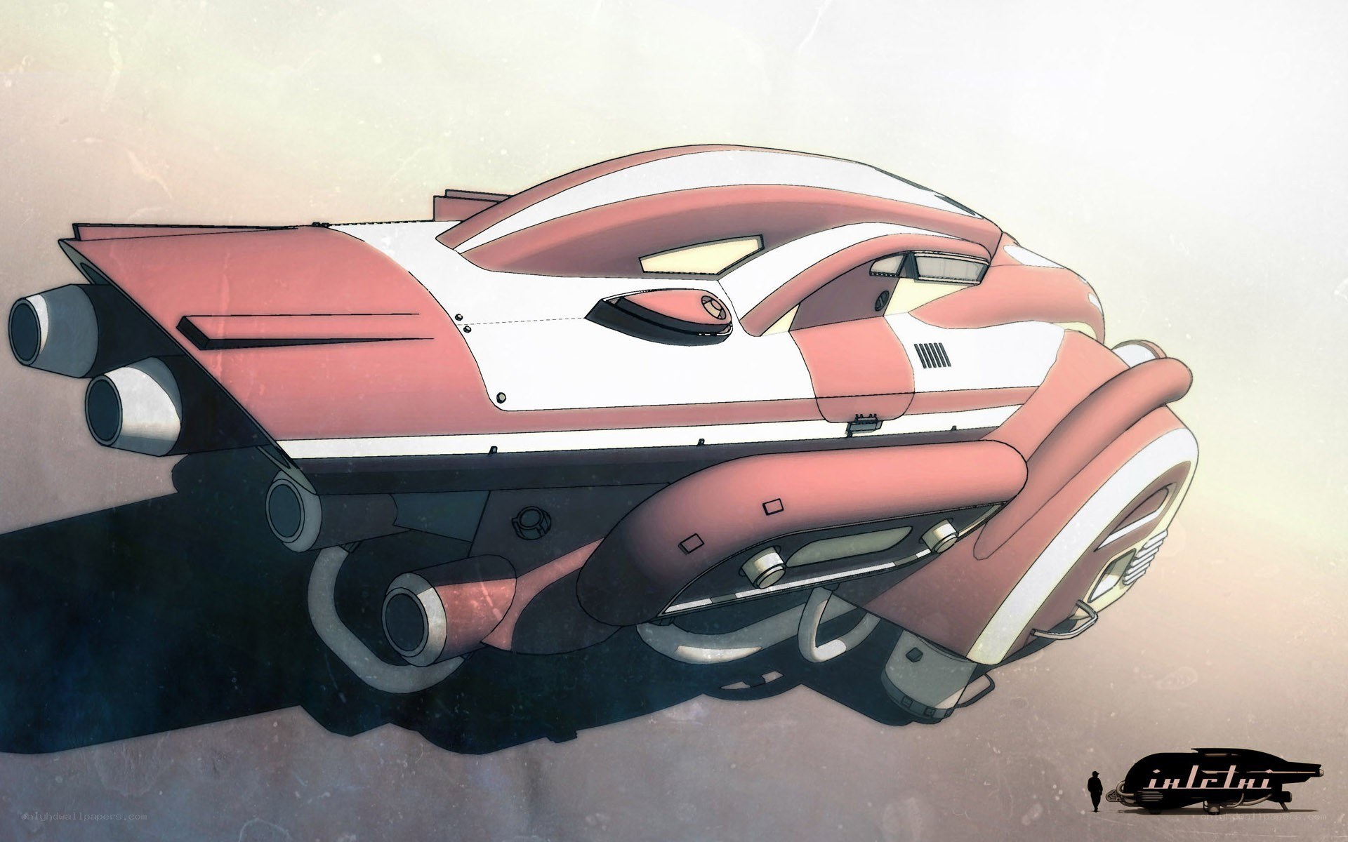 futuristic red and white vehicle