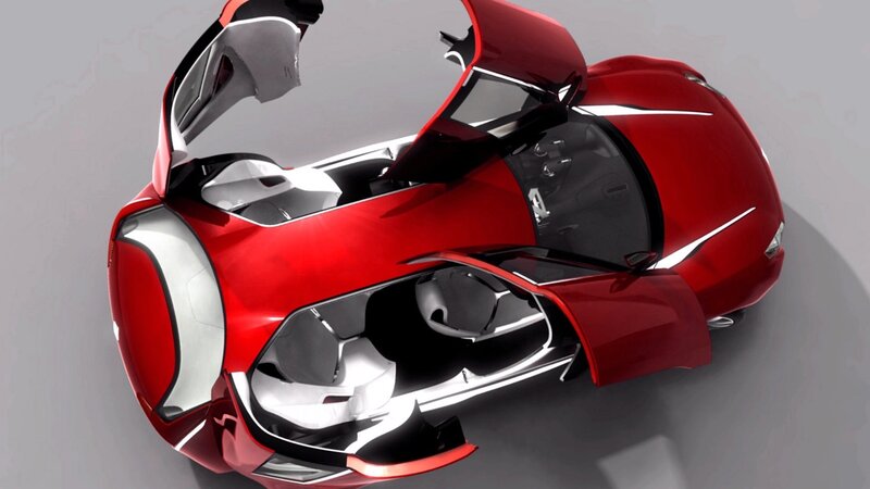 futuristic red concept car
