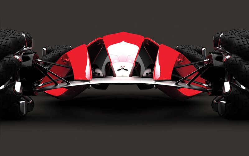 futuristic red concept vehicle