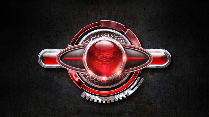 futuristic red emblem design