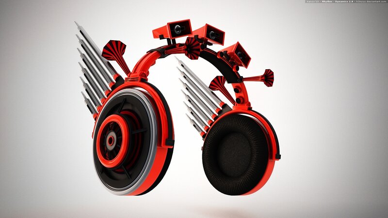 futuristic red headphones